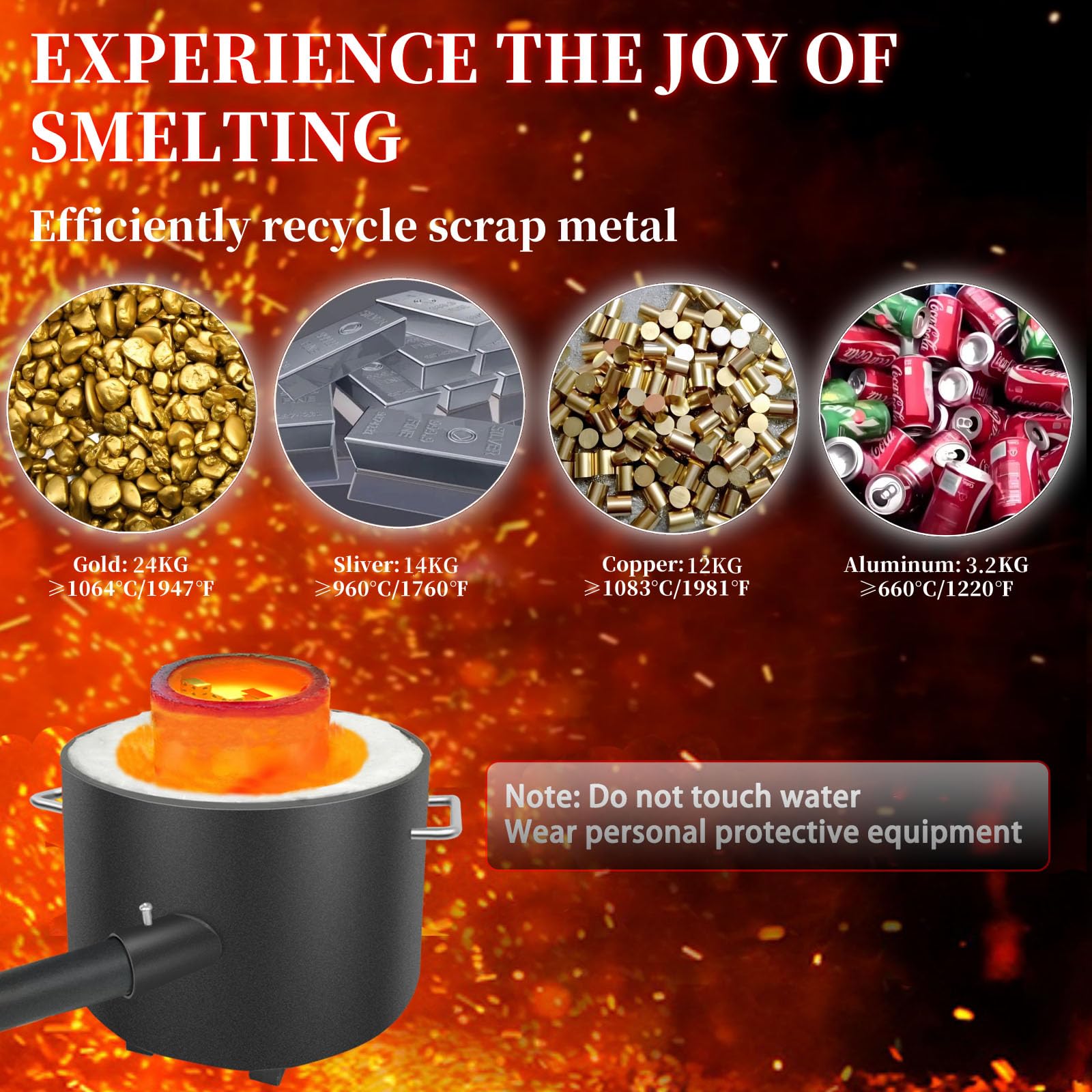 Schmelzofen-Set, 12KG Propan Schmelzofen Verbessert Sicherer Brennofen Schmelzen Gold Silber Kupfer Aluminium Metall Recycling für Schmuck Herstellung und Metallguss