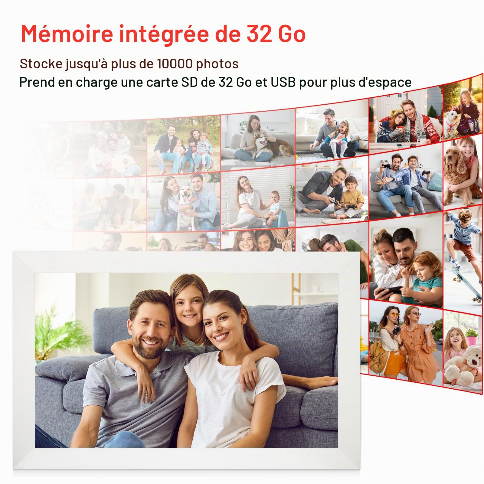 Frameo Cadre photo numérique Wi-Fi 15,6" Grand cadre photo numérique 1920 x 1080 IPS HD Écran tactile 32 Go de stockage Partager des photos/vidéos, sur table et mural, mariage, anniversaire, cadeaux