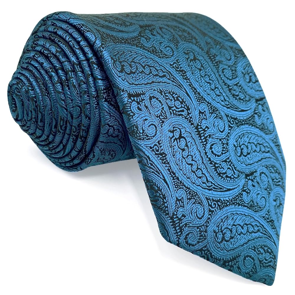 S&W SHLAX&WING Dark Teal Blue Necktie for Men Ties Paisley