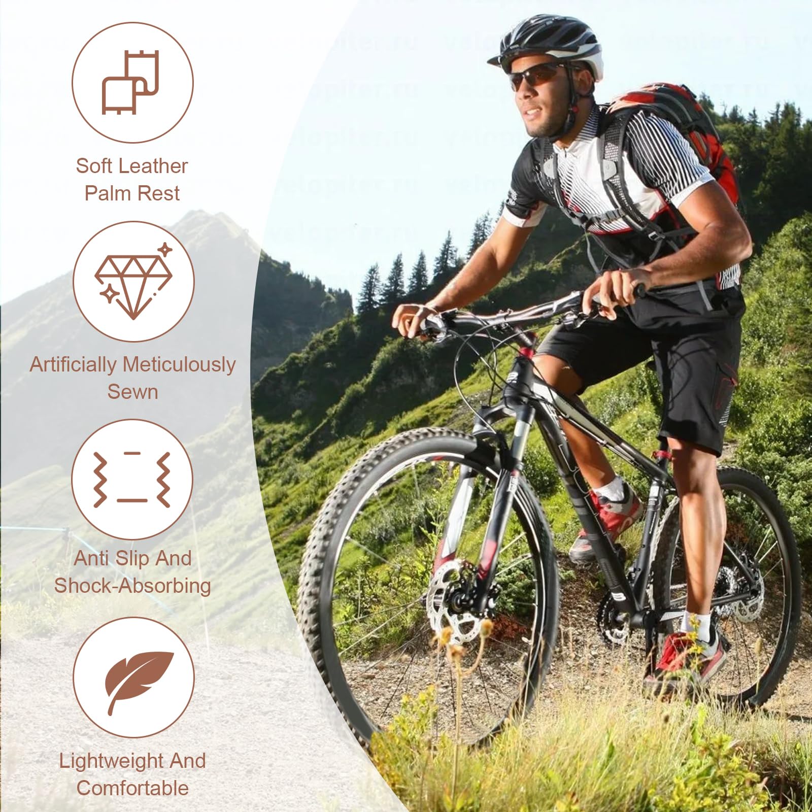 Poignées de Vélo en Cuir Synthétique Marron - Ergonomiques pour Guidon VTT BMX