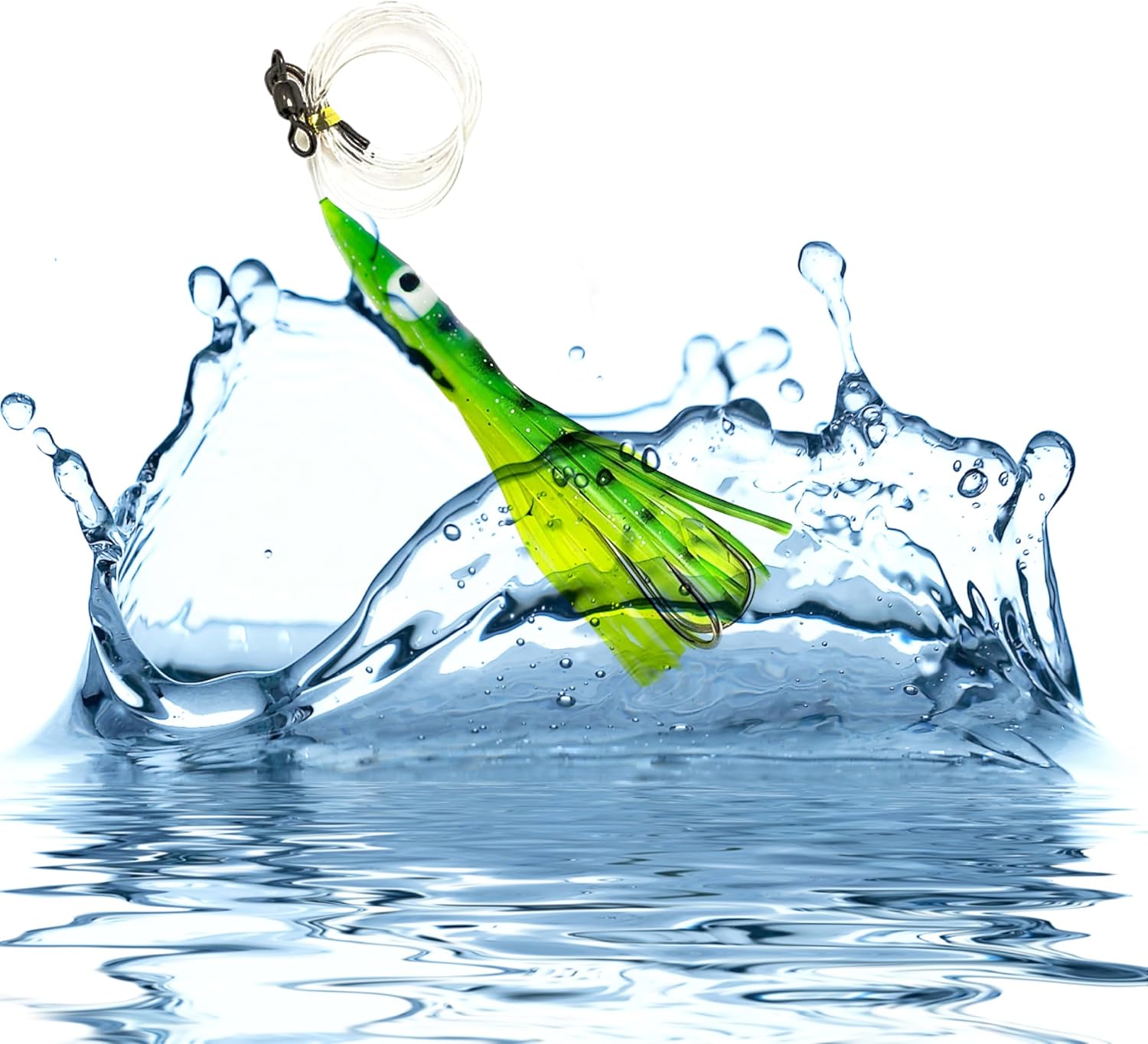 4.5" Tuna Clone Rigs, 6 Pcs Yellow/Green for Offshore Trolling, Ideal for Tuna and Saltwater Game Fish