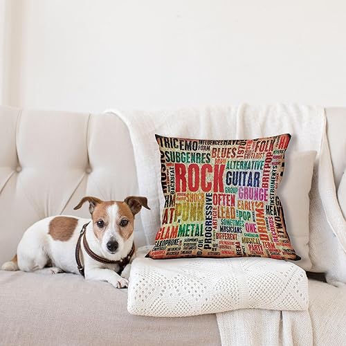 Miniatura 4 de Ambesonne Funda de cojín con diseño de música retro Rock Roll con letras grunge, colores desgastados, tema musical de fondo, funda de almohada
