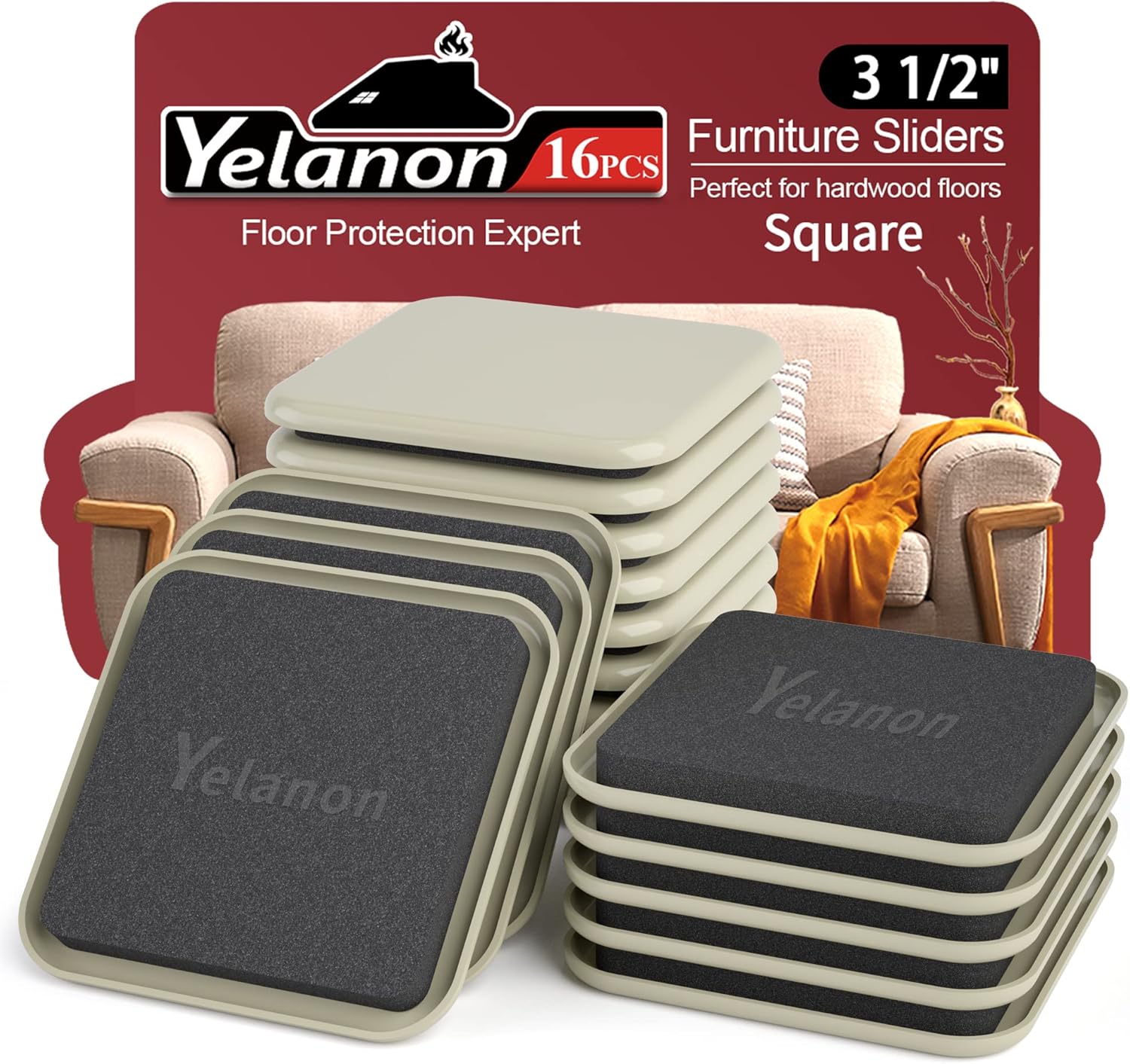 Yelanon Furniture Sliders 16 pcs-3 12” Square Liberia Ubuy