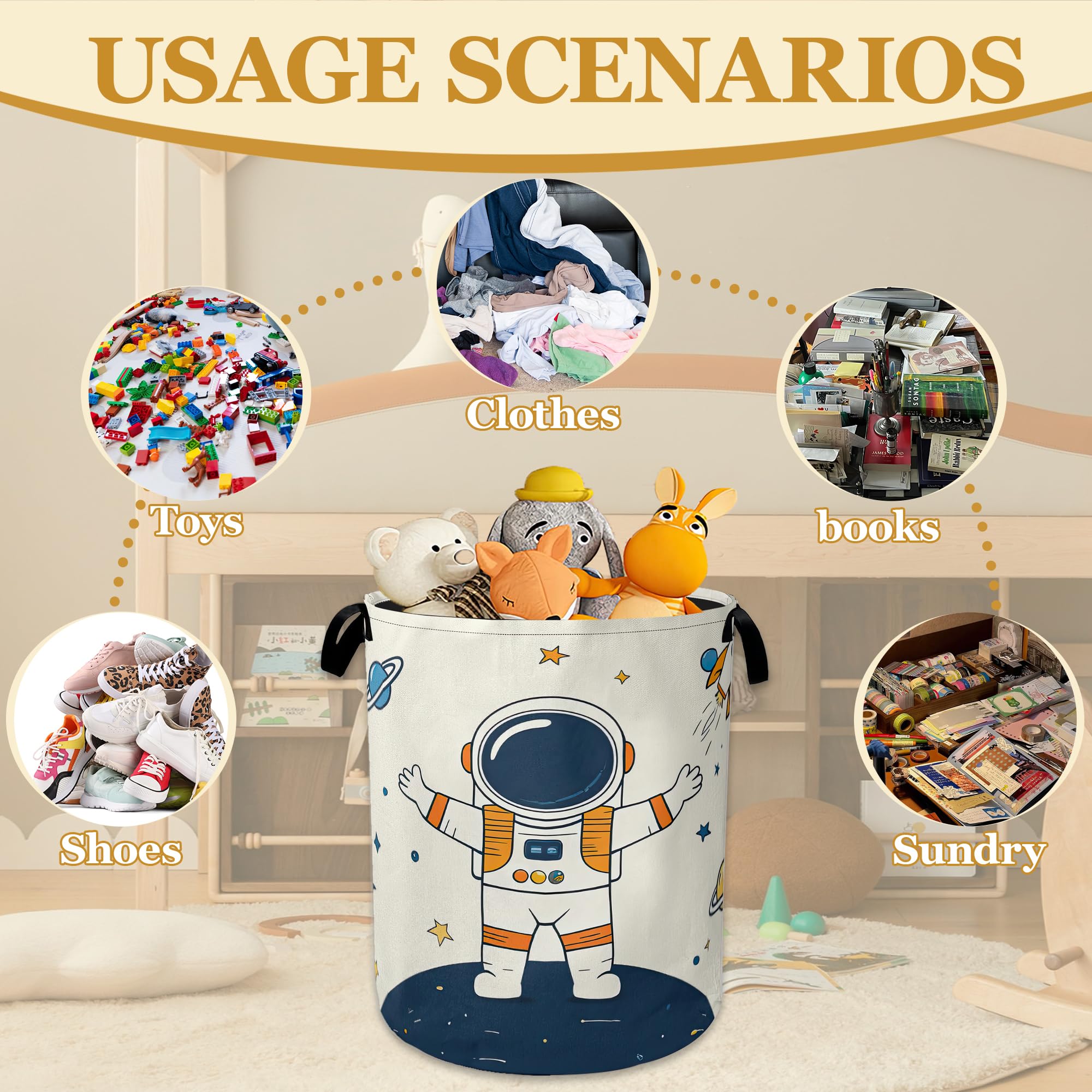 Laundry Basket, Dirty Clothes Basket, Foldable Waterproof Oxford Cloth Storage Basket for Bedroom Bathroom - Image 4