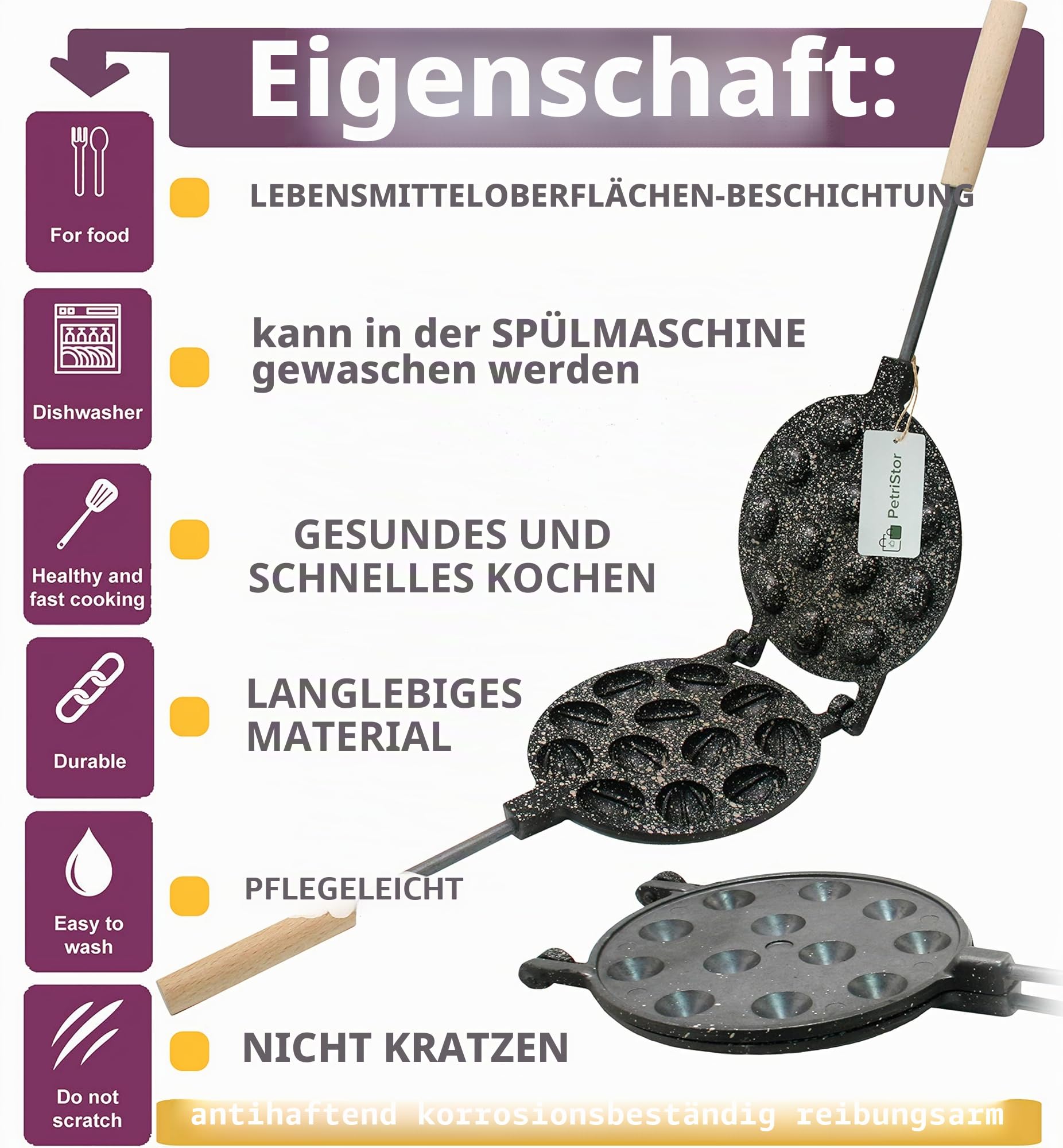 Nussformen Für Gefüllte Nüsses 12 Mulden Antihaftbeschichtung Granit Stein - Nuss Waffeleisen Für Oreschki Maker - Oreschniza - Nussform Backen 12 Hälfte - Nussbäcker Oreschki - WalNuss Backform
