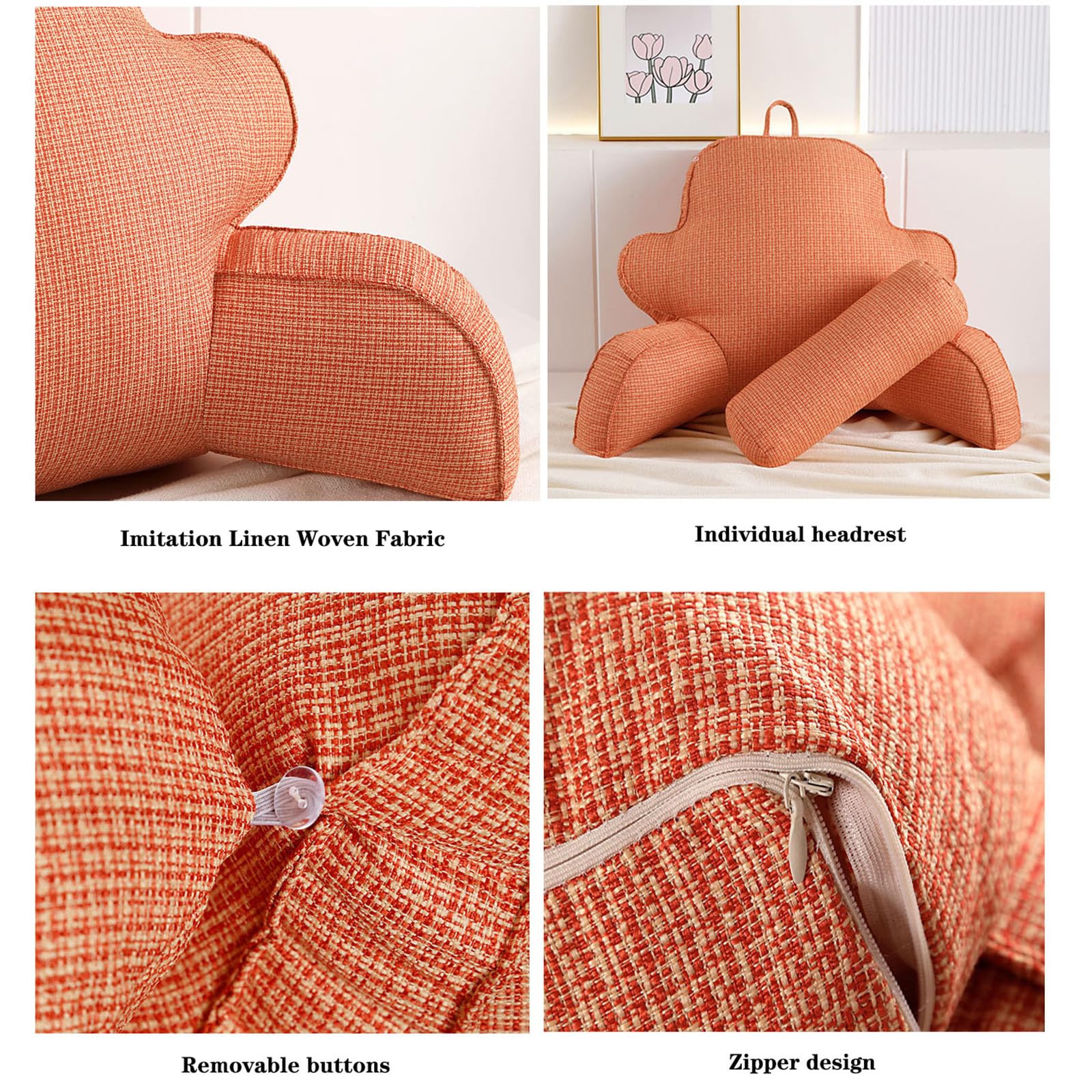 Cuscino da lettura per supporto schiena, comodo cuscino di supporto per sedersi a letto o divano con fodera rimovibile per il comfort lombare e del collo