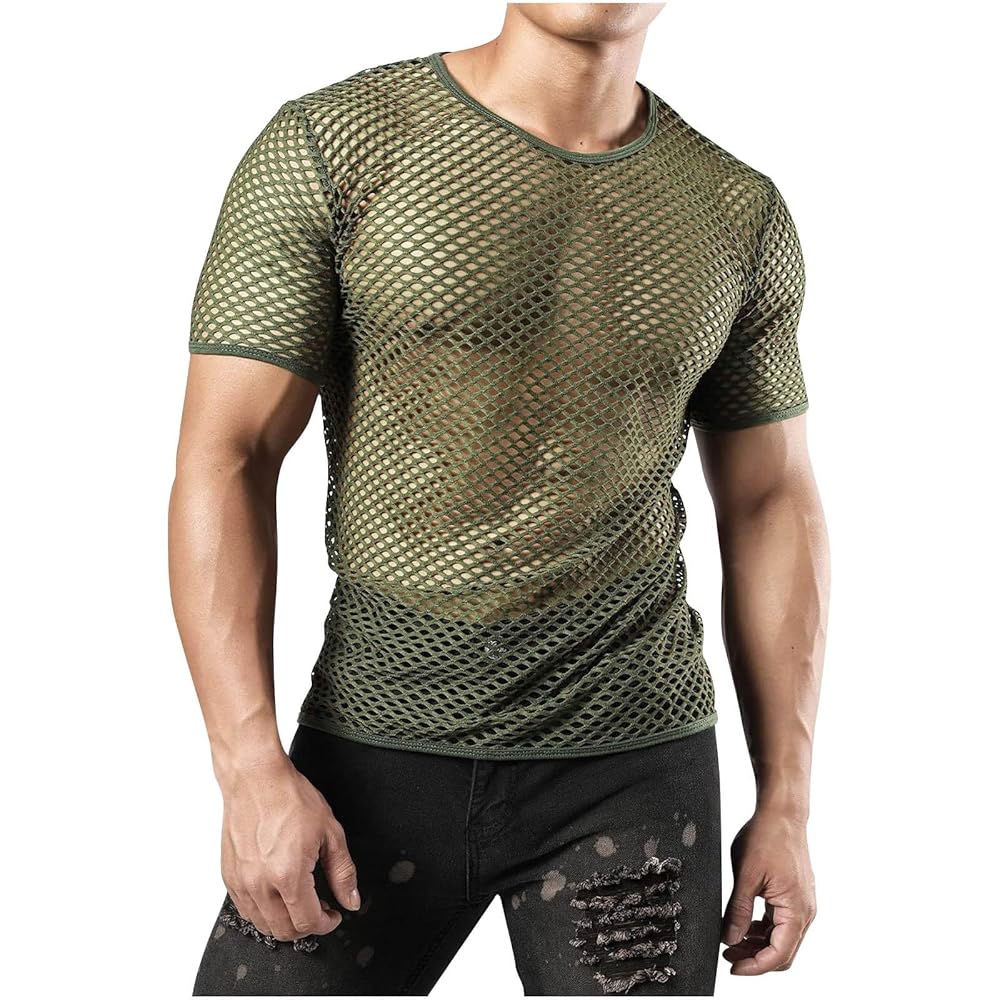 Amazon.com: Mens Hollow out Crochet T-Shirts Short Sleeve