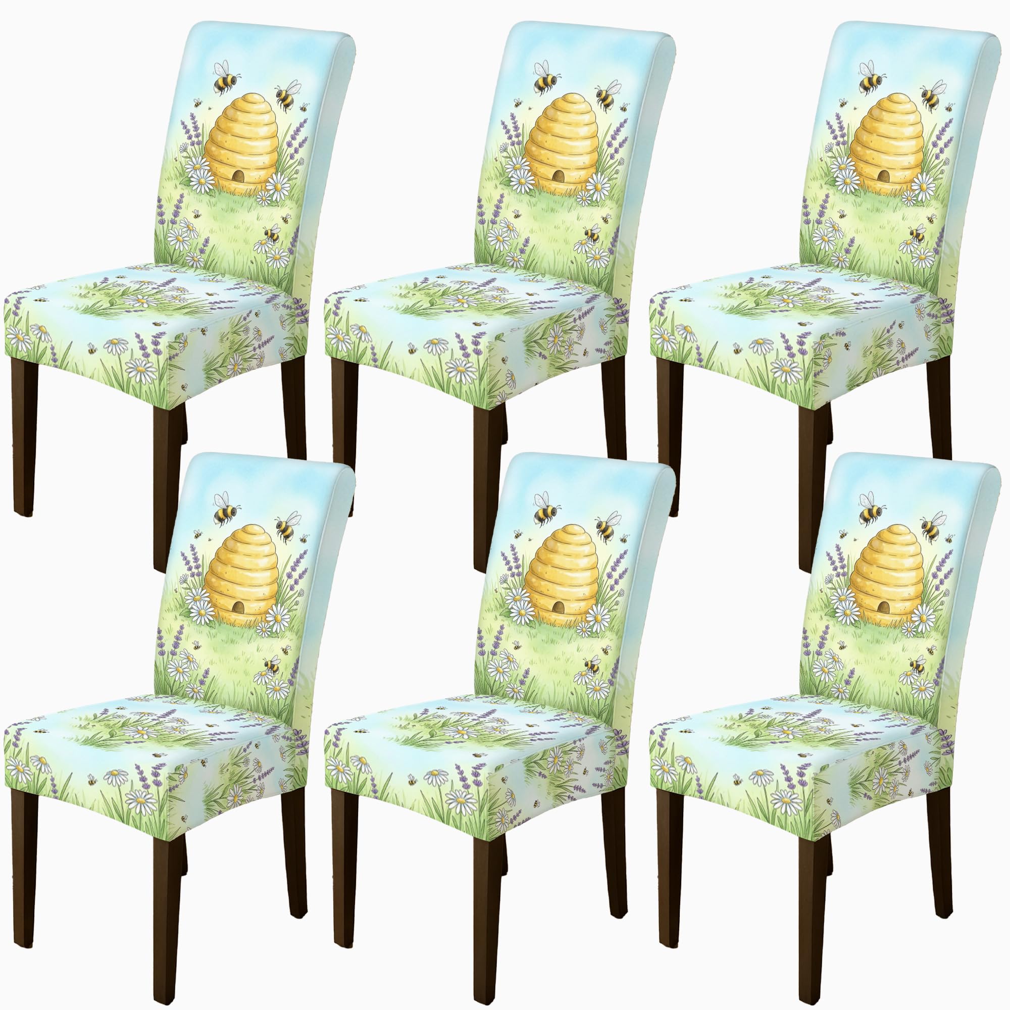 Housse de chaise de cuisine et banquet, décoration de table ruche fantaisie chrysanthème
