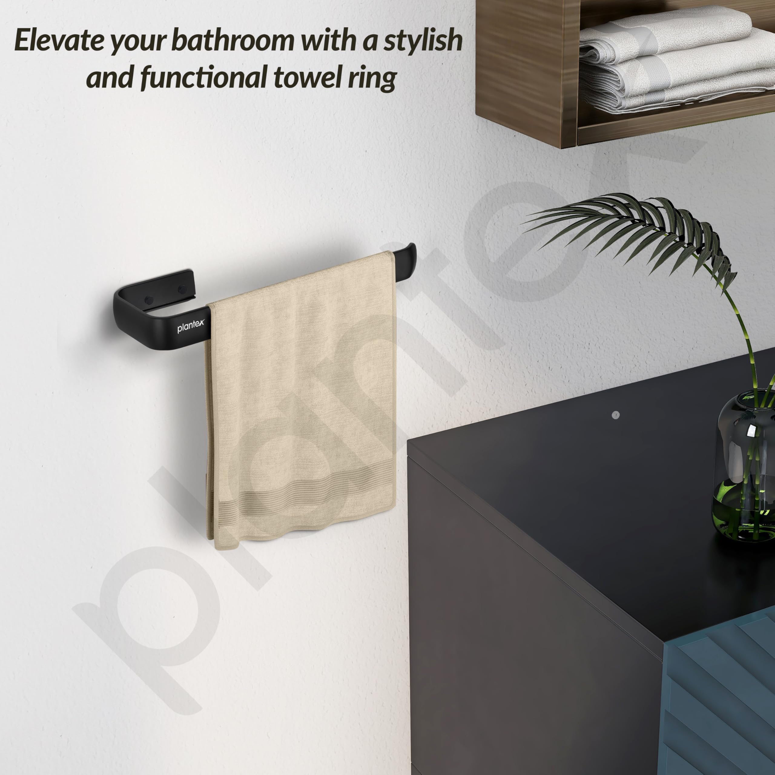 Plantex Aluminium Towel Ring for Bathroom/9 Inch Towel Holder/Towel Hanger for Wash-Basin/Bathroom Accessories - Pack of 1 (1512, Black) — Amazon image 5