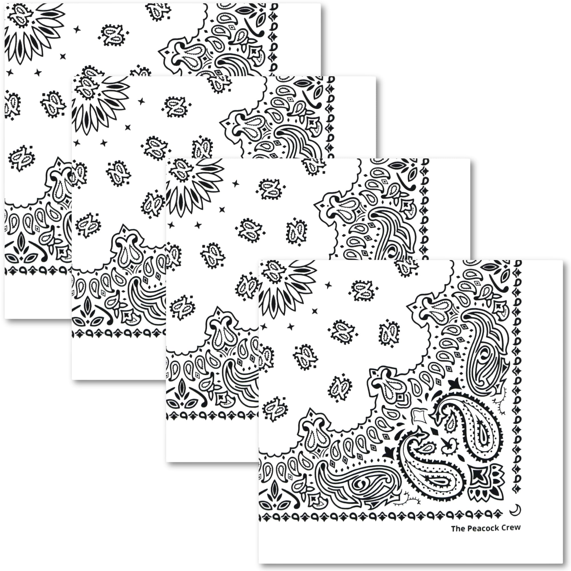 The Peacock Crew Premium Soft Cotton Bandanas Pack for Men and Women Paisley 22 x 22 inches