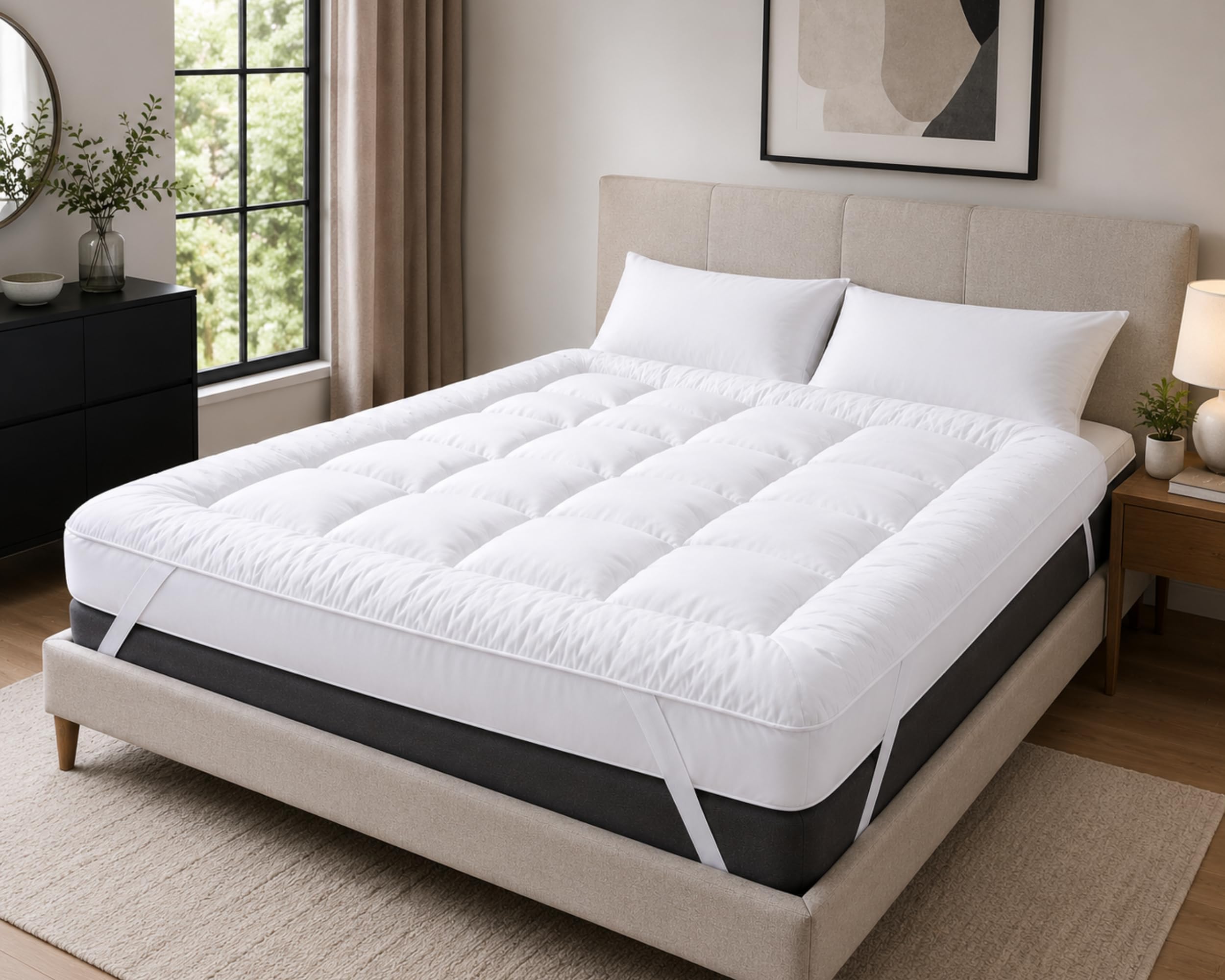 II II HOTEL QUALITY(Microlite) MICRO FIBER MATTRESS TOPPER THICK 5 CM, BOX STITCHED IN, ANTI ALLERGENIC Double(137X190cm)