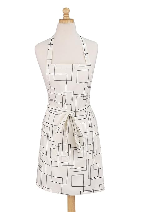 ASD Living Modernist White Print Cotton Butchers Apron