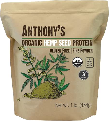 Anthony's Organic Hemp Seed Protein Powder, 1 lb, Cold Pressed,