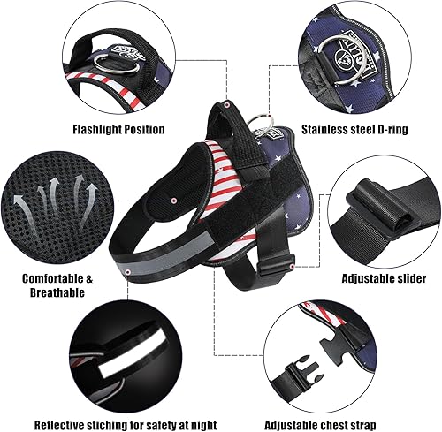 Miniatura 135 de Bolux - Arnés para perro, reflejante y transpirable, ajustable, con asa, para sacarlo a pasear, no más tirones ni asfixia (amarillo militar, talla L)