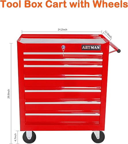 Miniatura 3 de Carrito de herramientas de 7 cajones con ruedas, multifuncional, almacenamiento de herramientas, organizador de herramientas para garaje, almacén,