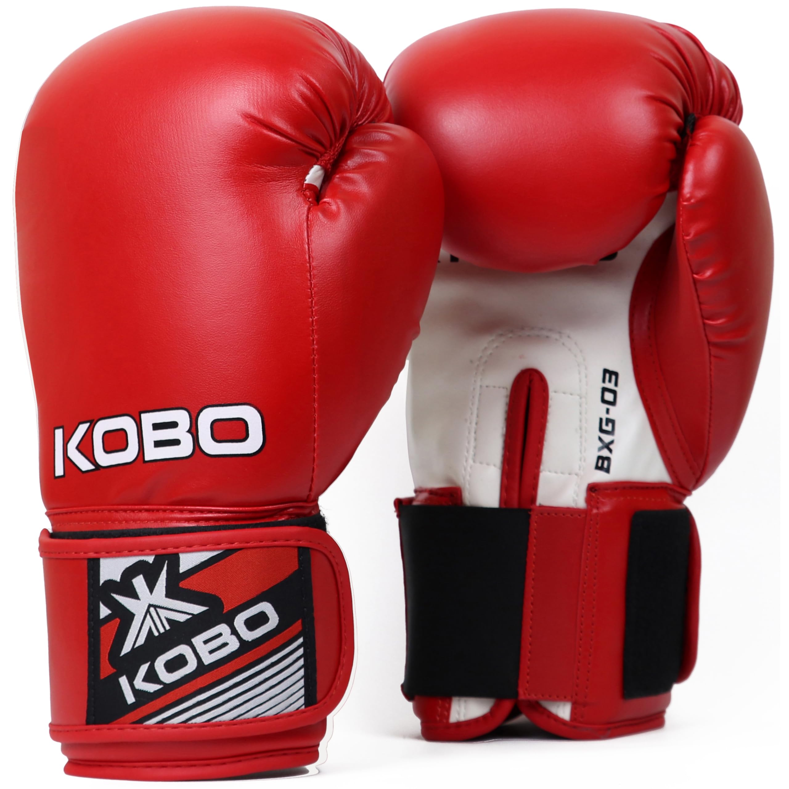 Kobo BXG-03 P.U Leather Boxing Gloves Punching Bag Gel Sparring Training Gloves for Gym Muay Thai Style Punching Bag Mitts Fight Gloves Men & Women