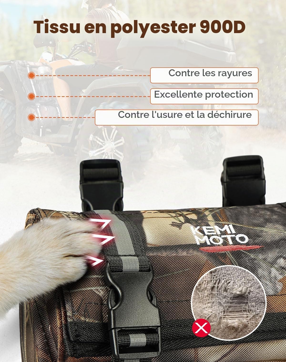 KEMIMOTO Sacs de Garde-Boue pour VTT, Sacs de Rangement arrière résistants à l'eau, 130% Plus Grands avec Porte-Boisson, Amovibles, pour VTT