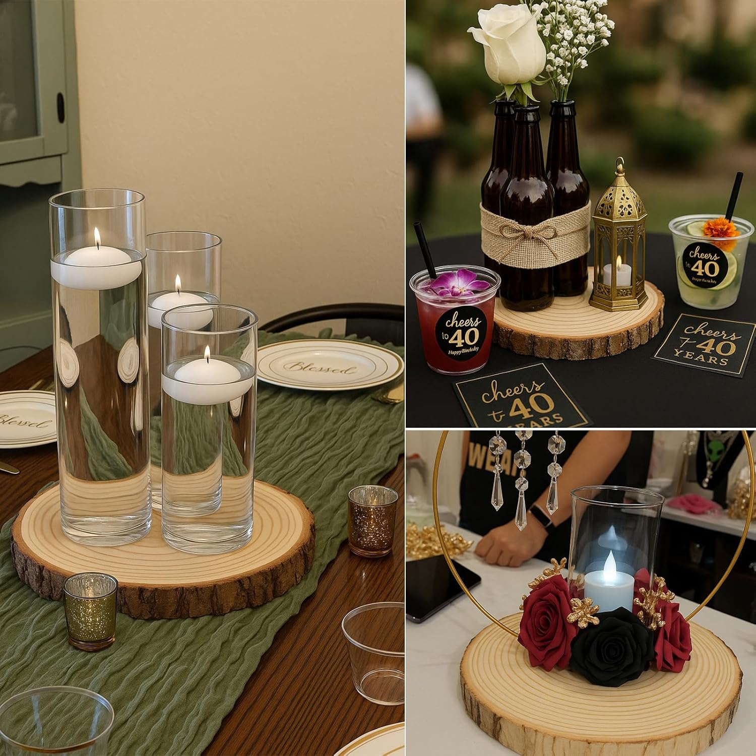 Large Wood Slices for Centerpieces, Natural Rustic Wooden Rounds, 9-10 Inch, Set of 10, Wedding Event Table Decor - Image 8