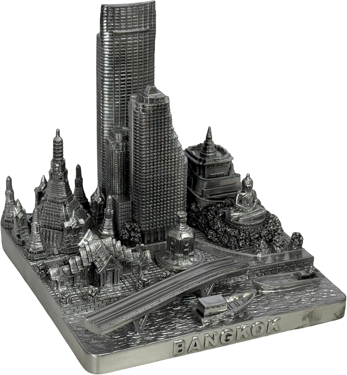 Bangkok City Skyline 3D Model Silver 4.5 Inches