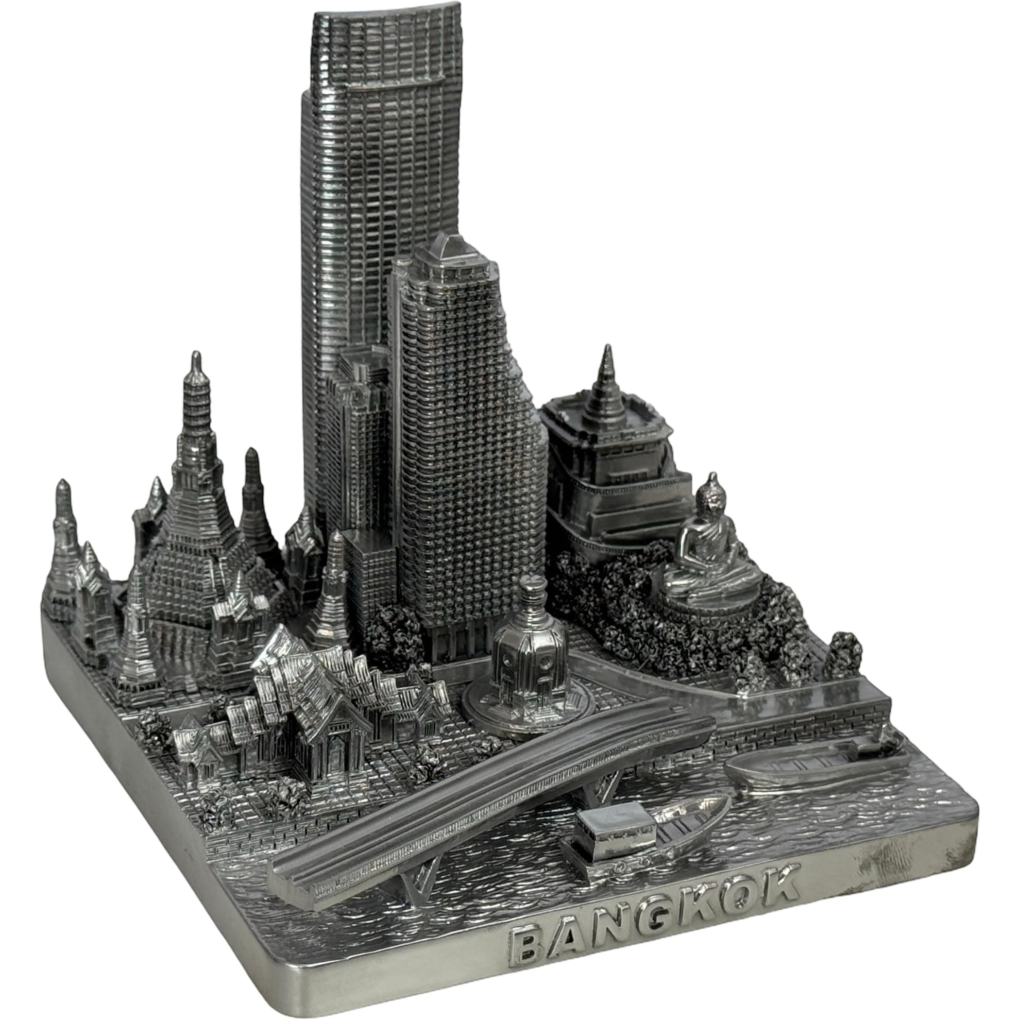 Bangkok City Skyline Modèle 3D Argenté Miniature Métal