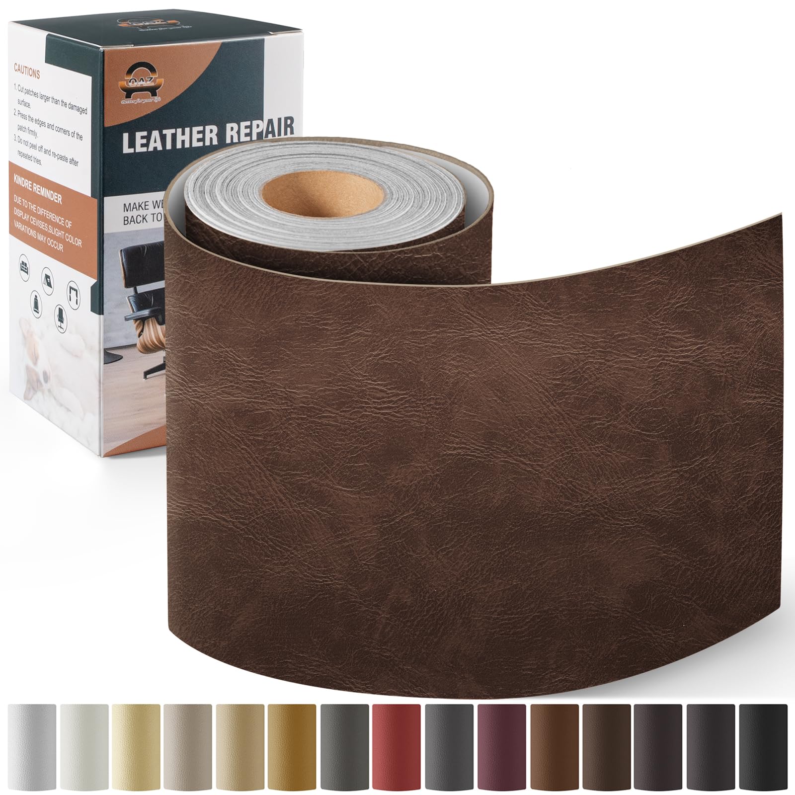 Photo 1 of OAZ Leather Repair Kit for Furniture 4"x 63" Leather Tape Repair Patch Self Adhesive Sofa Vinyl Repair Patch Kit for Car Seat,Couch,Boat Seat,Chair - Classic Coffee