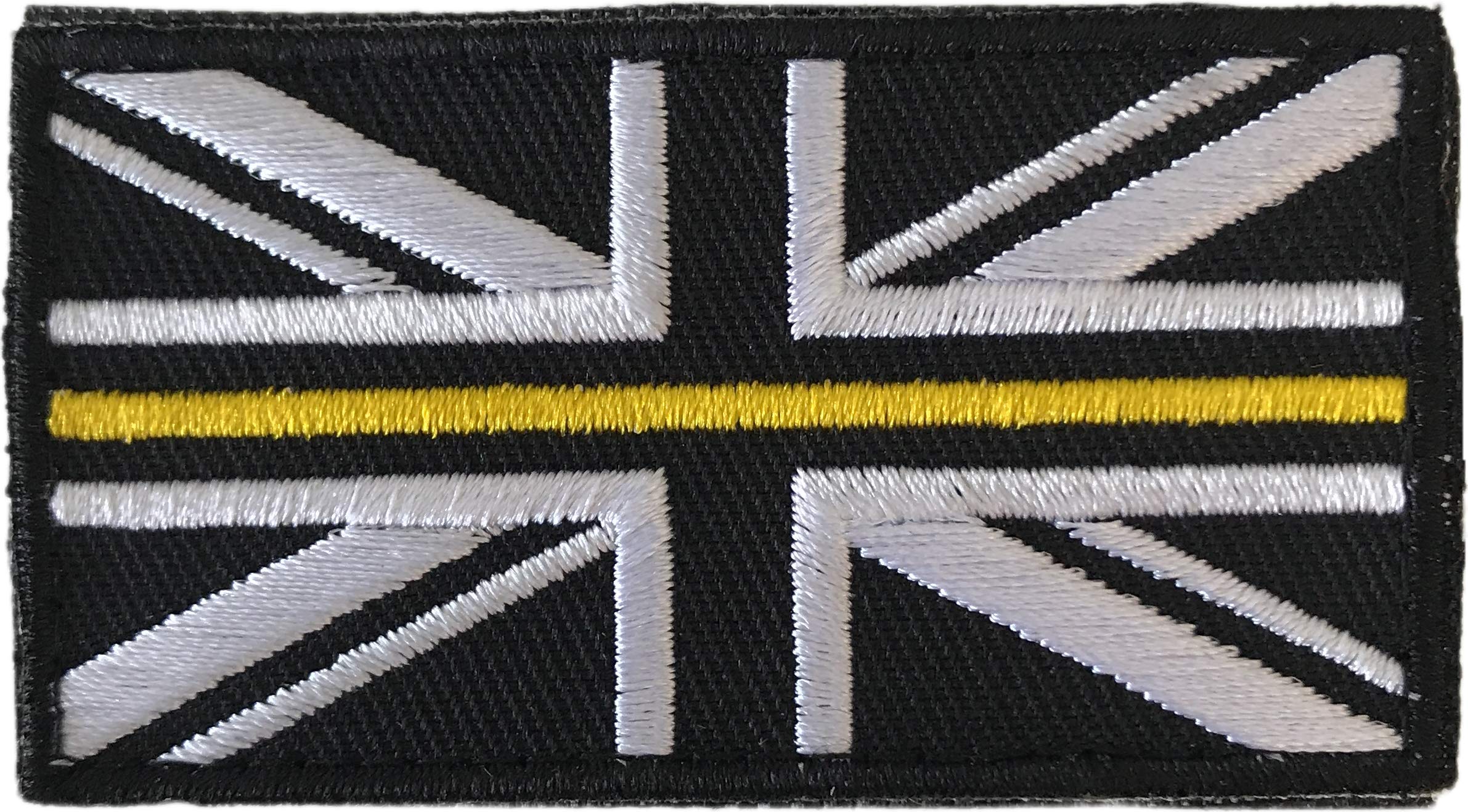 Thin Blue, Red, Green, Yellow, Grey Line Hook & Loop Backed Patches (Thin Yellow Line 38mm x 70mm)