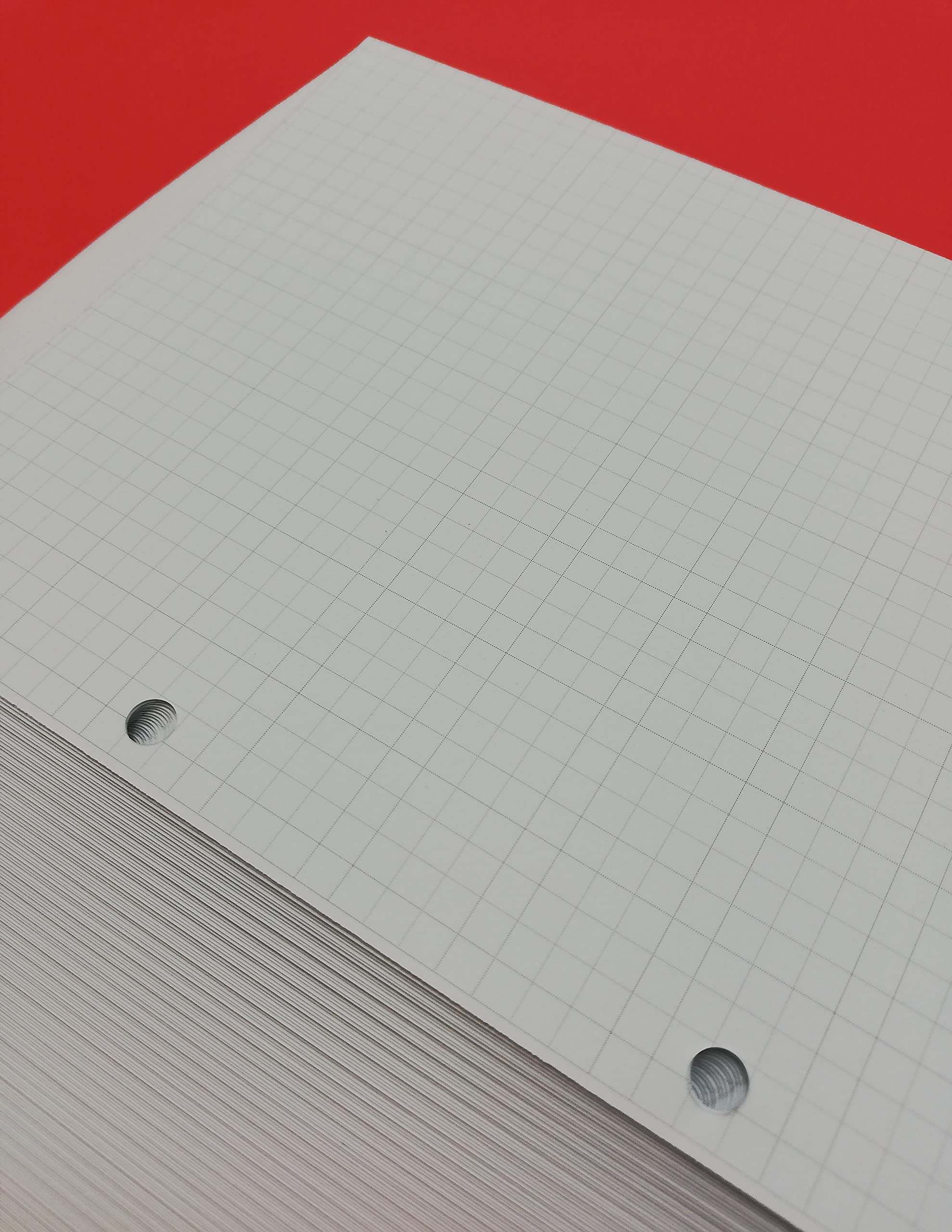 Refill Ricarica 200 Fogli (400 Pagine) - 2 Fori - A5 14,5x20,5cm. Quadretti 5 mm. - DIN A5 2-holes - per raccoglitore con 2 anelli distanti 8 cm.