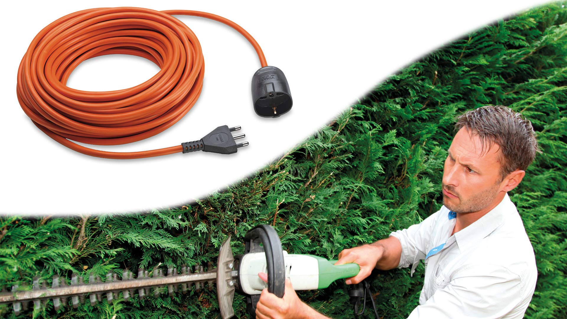 Vimar 0R32394 uniwersalny przedłużacz elektryczny z kablem 20 m, 21 x 21 x 8 cm, pomarańczowy