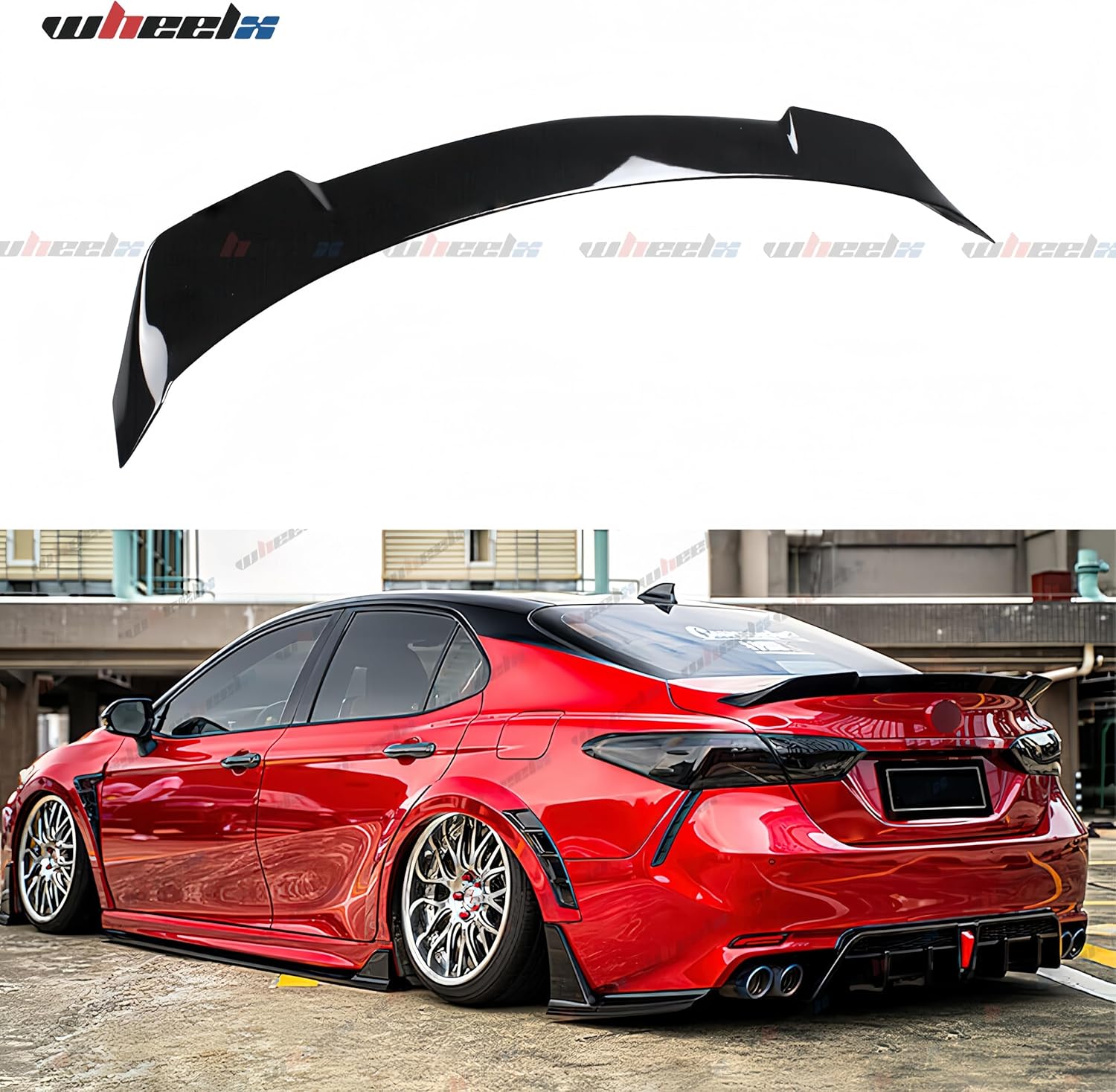 Rear Trunk Spoiler Compatible with 2018-2024 Toyota Camry SE XSE L LE XLE Hybrid, V2 Style Fits for 18-24 Sedan, High Kick Spoiler Wing Lip (Glossy Black)