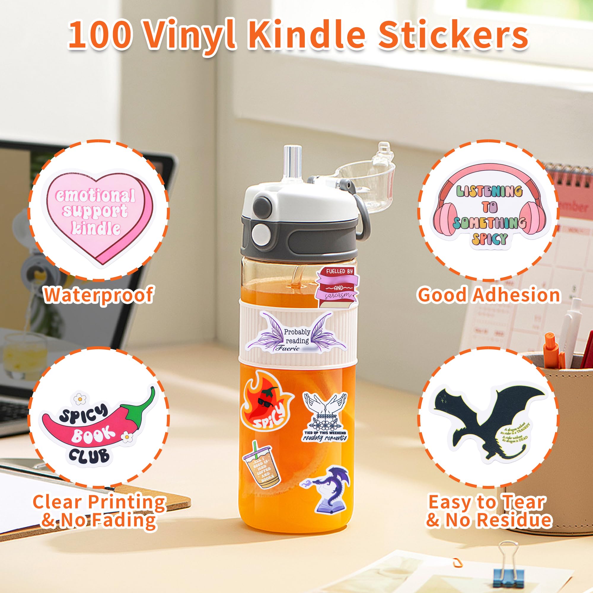 Pack 100 Pegatinas De Libros Para Decorar - Vinilo Impermeable, Diseños Únicos Para Botellas, Portátiles Y Libros