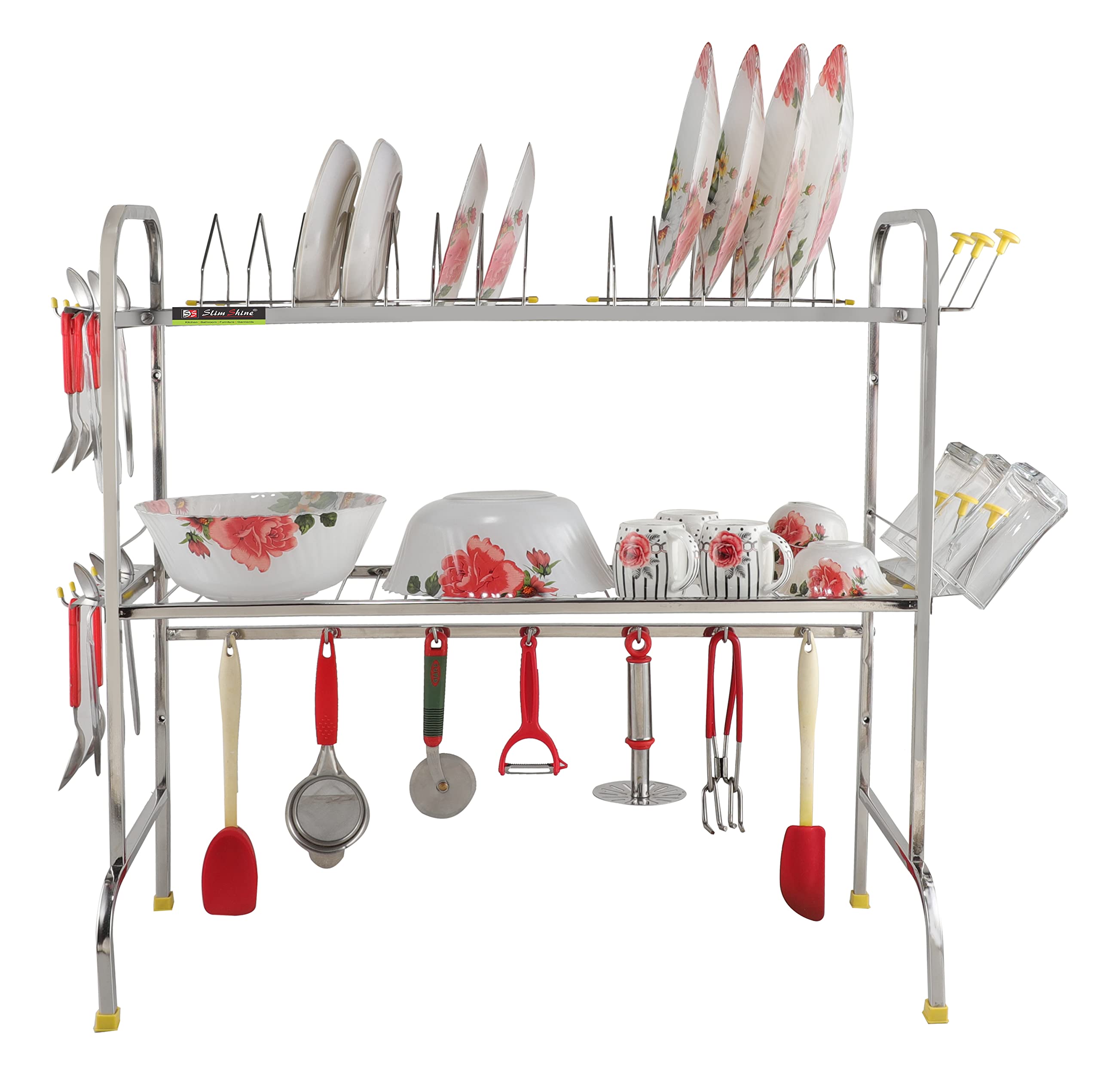 OSE Stainless Steel Over The Sink Dish Drying Rack | 2-Tier Utensil Holder for Kitchen | Counter Top Sink Standing Shelf for Organize Kitchen (29 X 29) INCH - Image 4 thumbnail