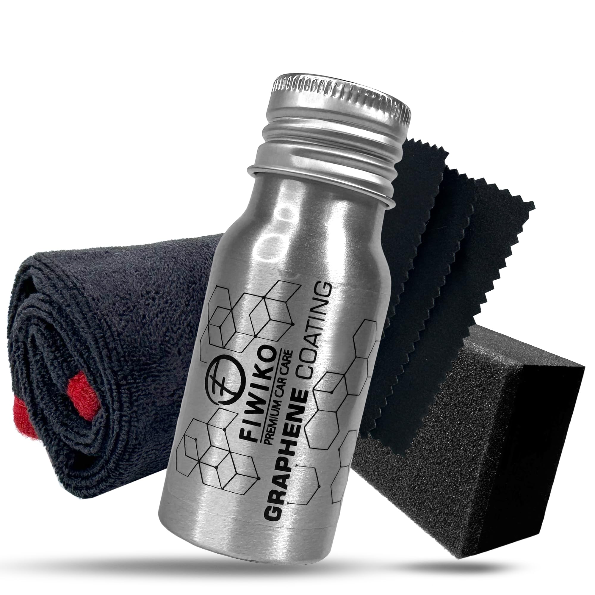Premium Graphene Coating Kit 30 ml – bardzo trwała ochrona lakieru – głęboki połysk i silna hydrofobowość – nano powłoka grafenowa do samochodu, motocykla i felg – profesjonalna jakość
