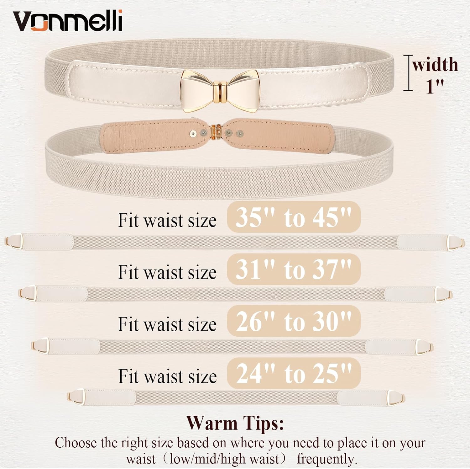 VONMELLI Womens Skinny Elastic Belt Stretchy Bow Belt for Women Dresses Thin Waist Ladies Belts - Image 6