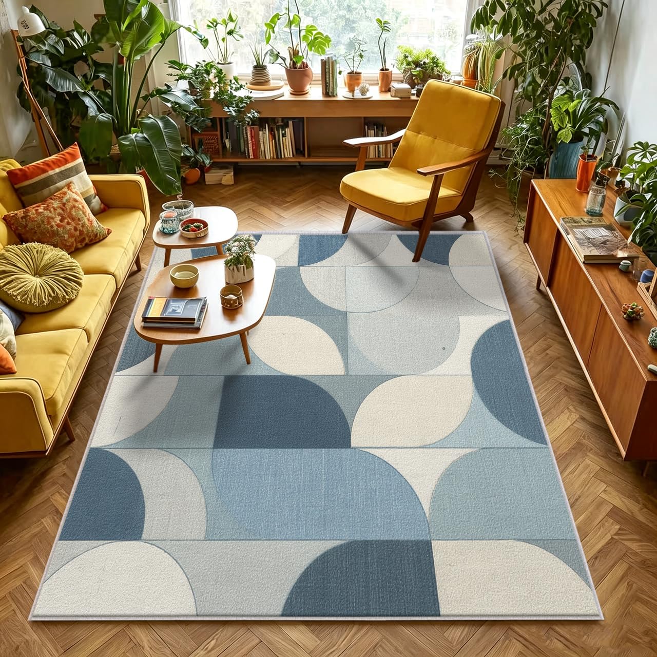 Tapis Mid Century Salon Chambre Interieur 140x200 cm