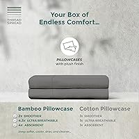 Vista 4 de THREAD SPREAD Fundas de almohada de viscosa de bambú, 2 fundas de almohada para almohadas estándarqueen, fundas de fibra extralargas, fundas de lujo
