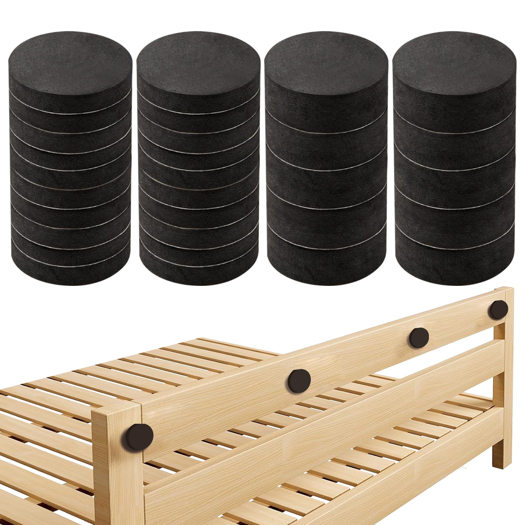 Headboard Stoppers, 30Pcs Felt Furniture Pads, Soft Bed Stabilizer Against Wall, Self Adhesive Anti Shake EVA Foam Bed Bumper for Chair Legs, Table Legs