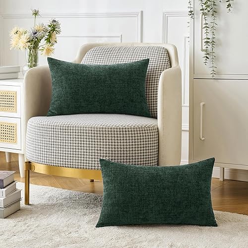 Miniatura 5 de MIULEE Paquete de 2 fundas de almohada de felpilla suave de 12 x 20 pulgadas, color verde primavera, para sofá, sala de estar, sofá, fundas teñidas