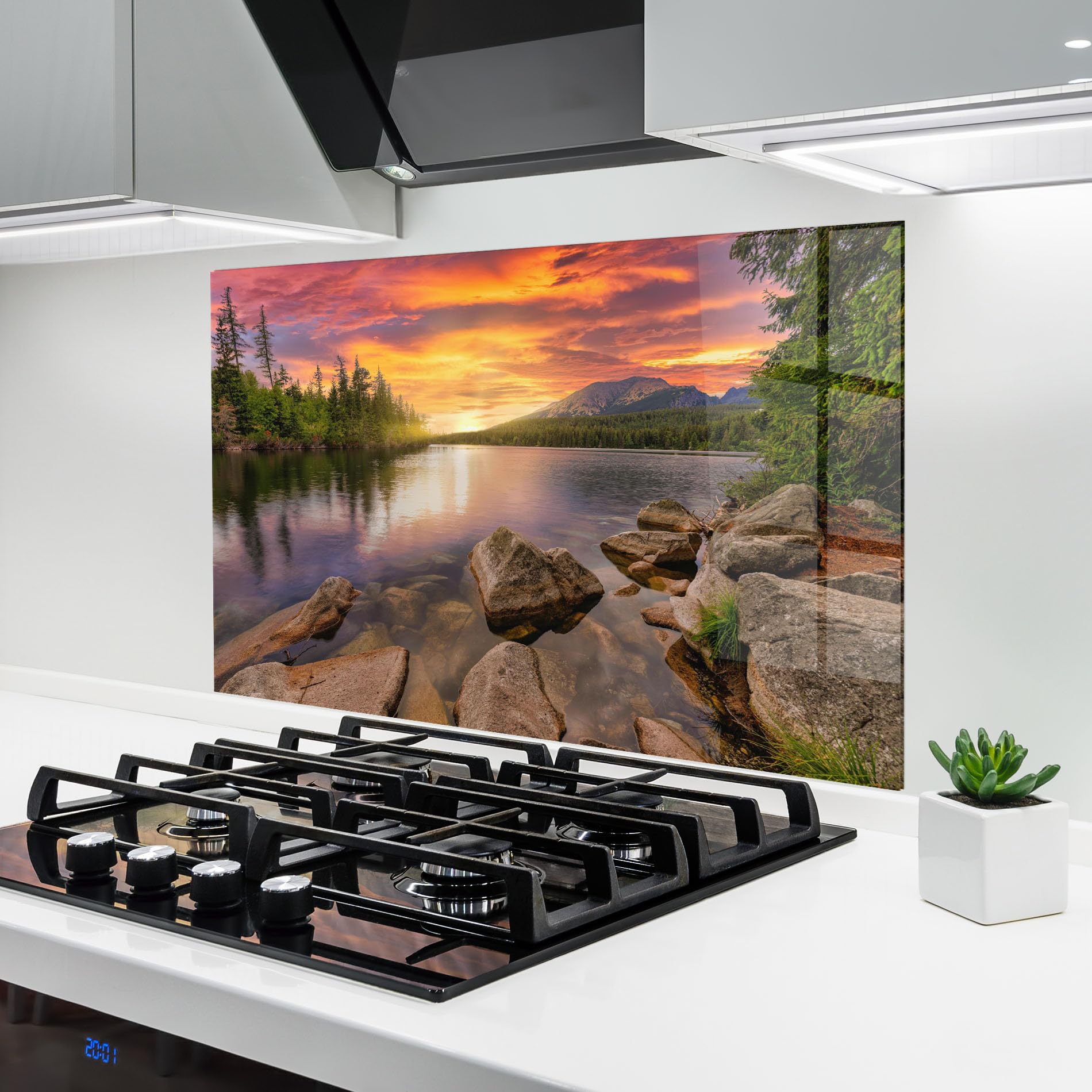 ARTHUB® Crédence de Cuisine en Verre 50x70 cm, Tatra View | Protection Contre Les éclaboussures, Revêtement Mural en Carreaux, Plaque en Verre, Verre trempé, Paysages, Montagnes
