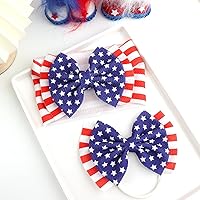 Vista 7 de YanJie Diadema para el 4 de julio – Diademas para bebé niña con lazo elástico de nailon multicolor impreso para niñas bebés