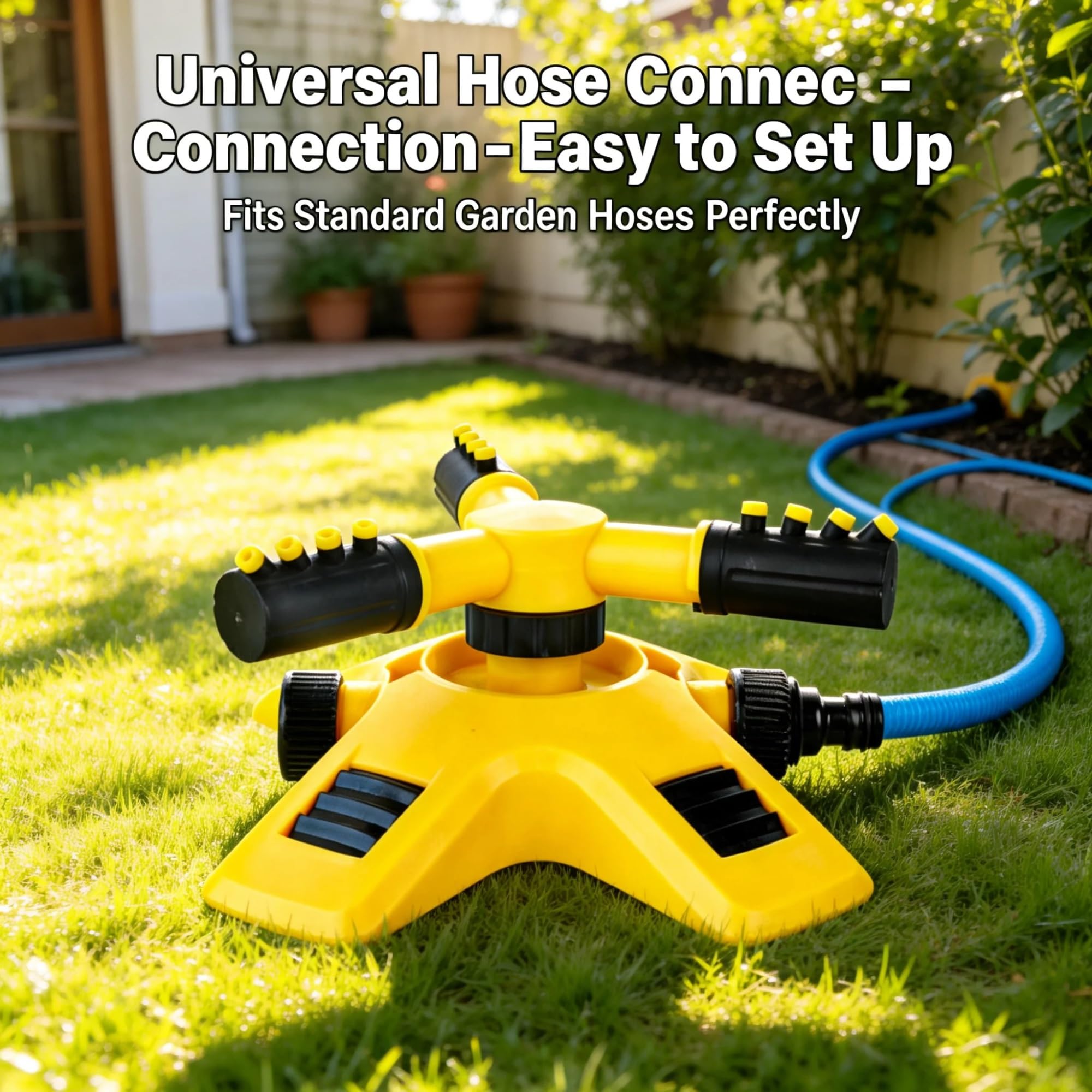 Irrigatore rotante a 360° per giardino, irrigazione automatica per aiuole, verdure, erba (4 punti, 30 m)