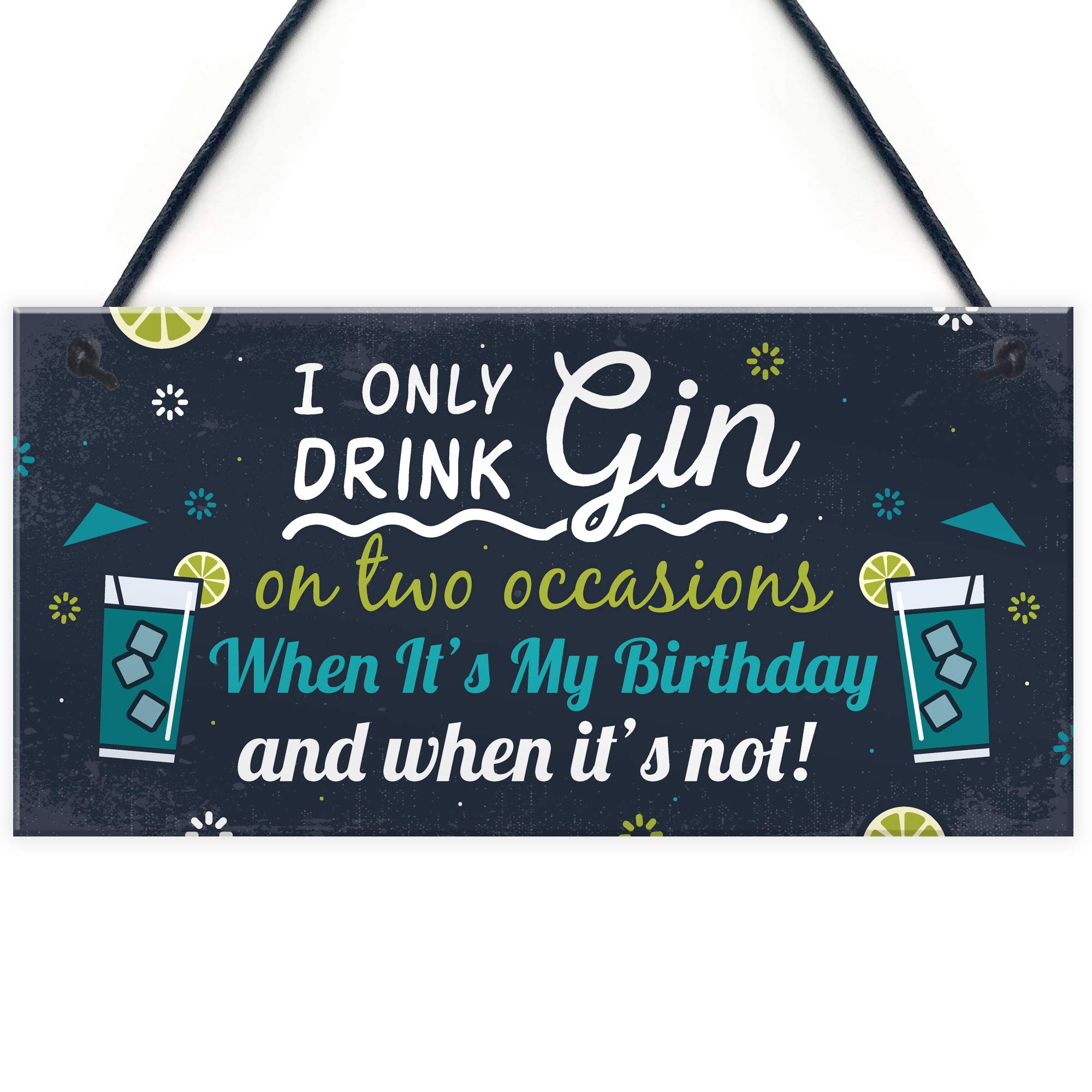 Red Ocean Funny Gin Sign Birthday Gift For Gin Lovers Hanging Alcohol Gin & Tonic Friendship Chic Novelty Plaque