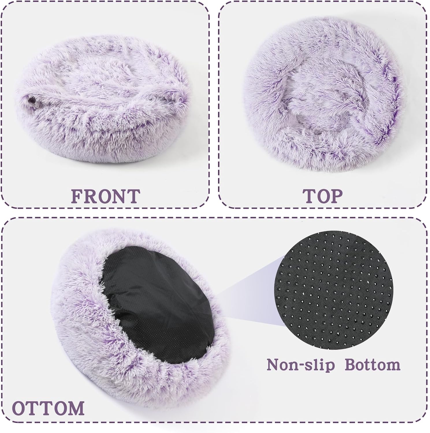 NOYAL Calming Dog Bed for Anxiety, Hooded Donut Cave with Blanket, Plush Fluffy Washable Pet Bed for Small Medium Dogs & Cats