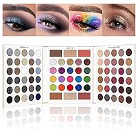 Vista 10 de UCANBE Paleta de sombra de ojos de maquillaje + juego de 15 pinceles, paleta de maquillaje pigmentada de 86 colores con pinceles, paletas