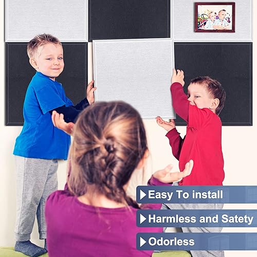 Miniatura 6 de DEKIRU - Paquete de 12 paneles de espuma acústica, 12 x 12 x 0.4pulgadas, panel de aislamiento acústico de alta densidad con bordes biselados,