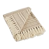 DII Global Diamond Stripe Woven Throw, 50x60-Inch, Stone