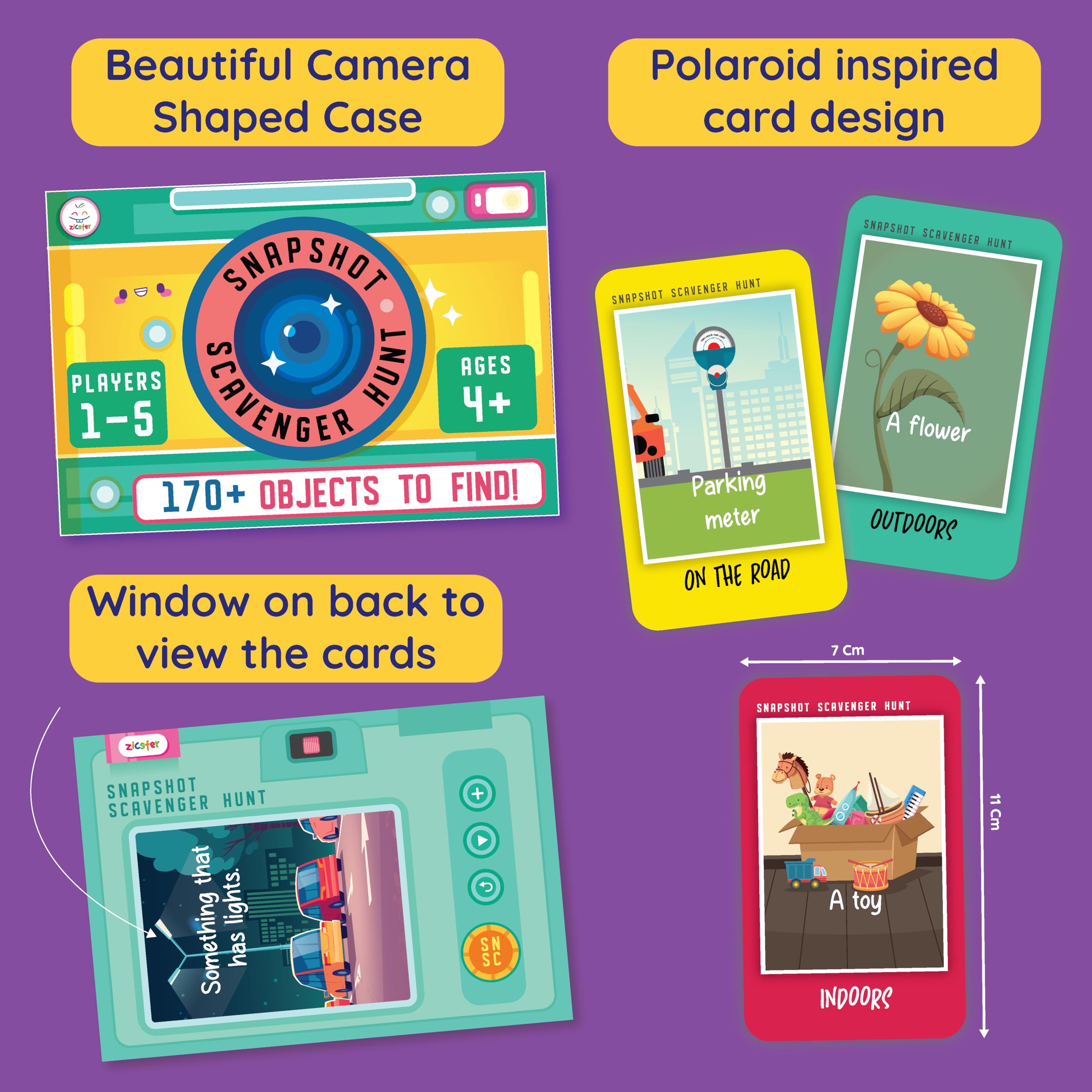 Zicster Snapshot Scavenger Hunt for Kids Ages 4-8, Indoor Outdoor Game. 170+ Objects & Prompts. Find and Seek Scavenger Hunt Card Game. Outdoor Activities and Scavenger Hunt for car Ride - Image 5