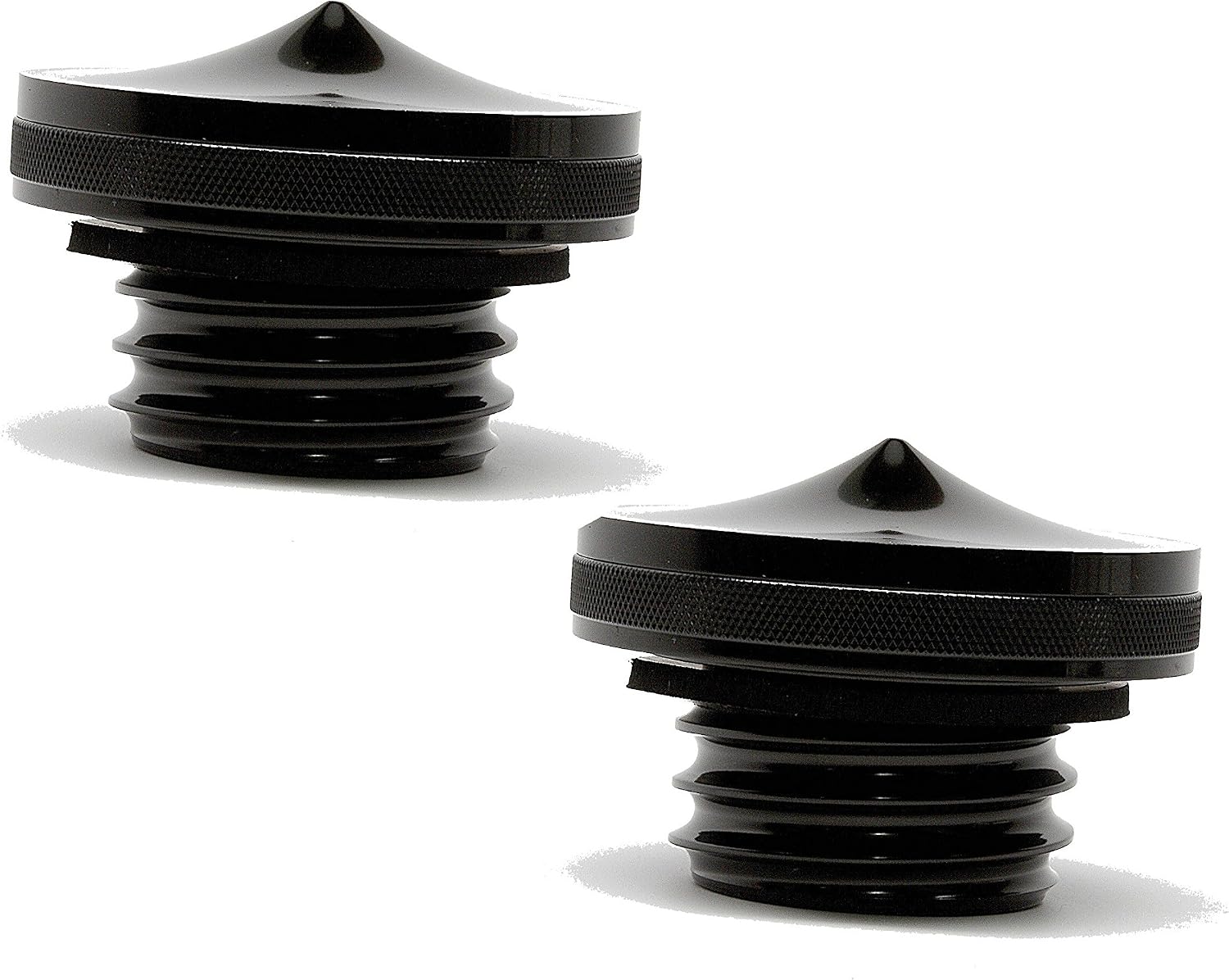 Black West Coast Chopper Style Gas Tank Caps for Harley 1983-2017 Split Tank Softail Dyna Touring by Speed Dealer Customs