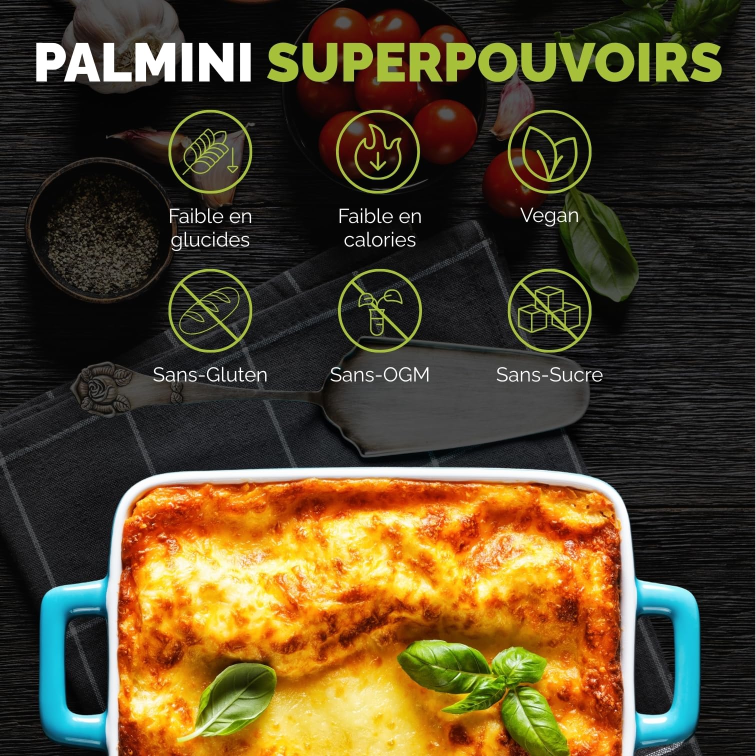 PALMINI Pâtes Lasagne - Cœurs de palmier – Vegan | Sans OGM – Faible en calories – Keto – Sans Sucre– 338g | (Pack de 6)