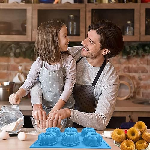 Miniatura 19 de Mini moldes de silicona para tartas, molde para pasteles de tubo acanalado de 6 cavidades, molde de silicona antiadherente para hornear cupcakes