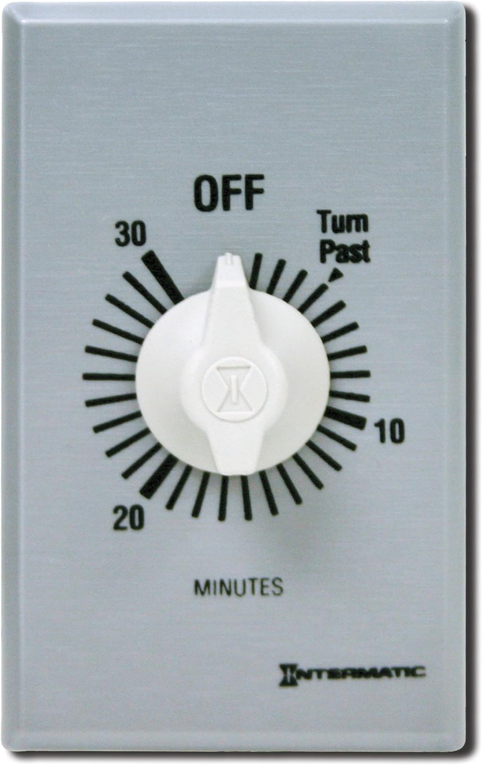 Intermatic FF30MC 30-Minute Spring Wound Countdown Wall Timer, Brushed Metal